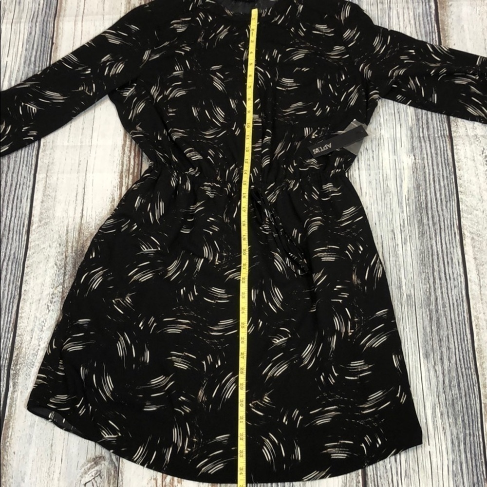 Apt 9 Dress Long Sleeves Black White Print Sz 12 - Picture 7 of 12